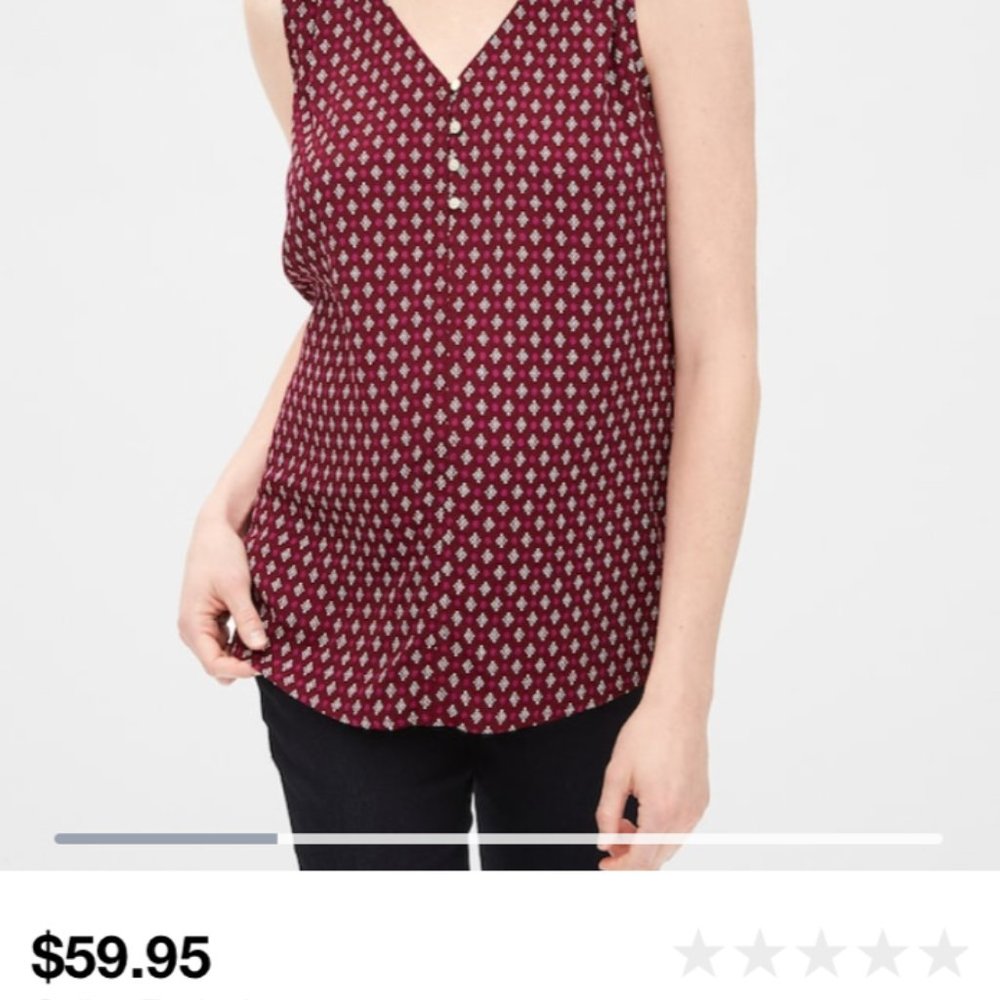 Gap Maternity Small Print Red V-neck Tank NWT